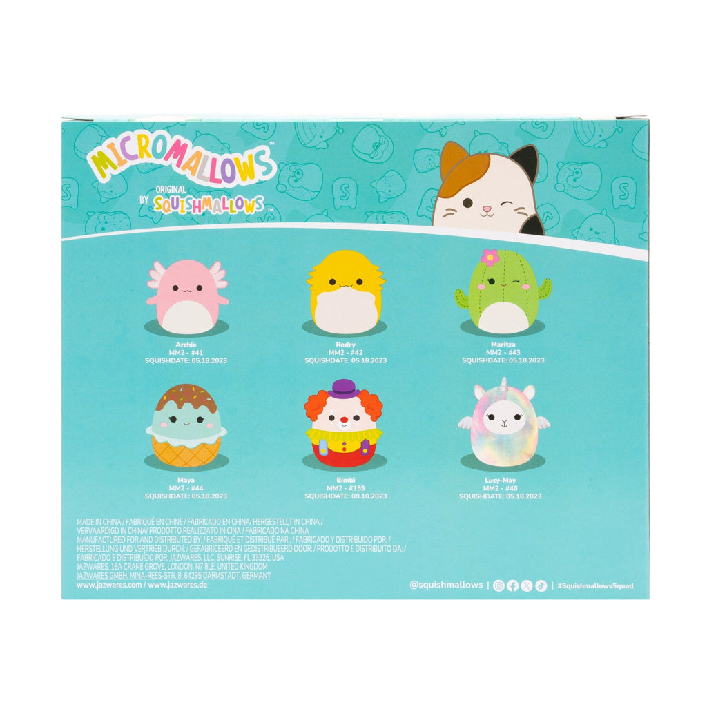 Micromallows 6-Pack – Archie Axolotl, Bimbi Clown, Lucy-May Llamapegacorn, Maritza Cactus, Maya Sundae, Rodry Bearded Dragon