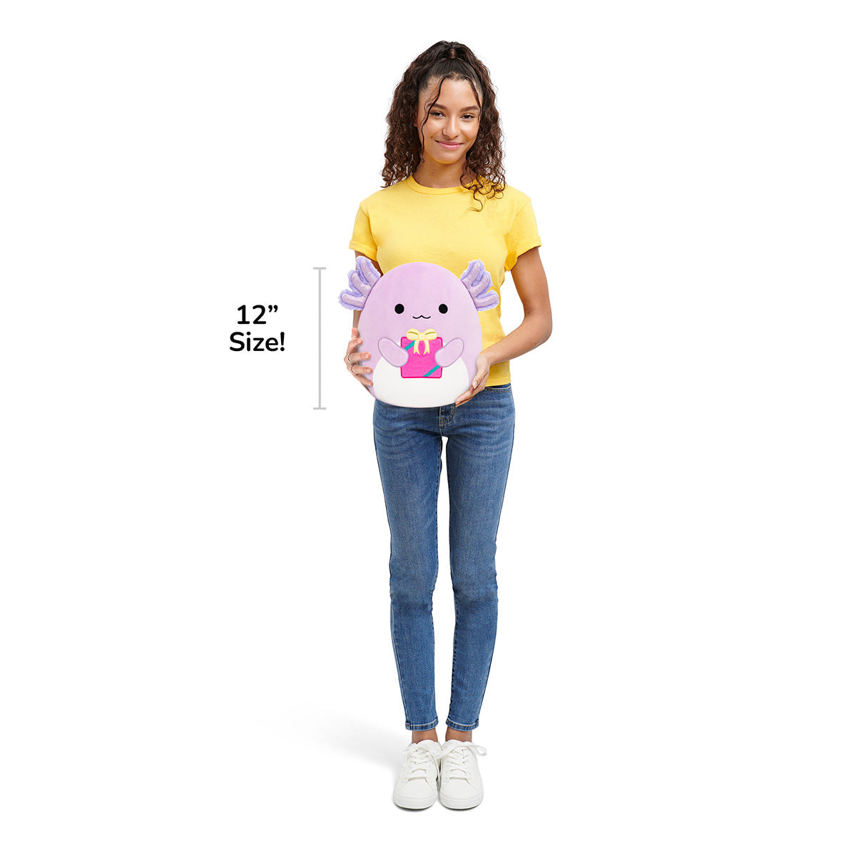12-Inch Monica the Purple Axolotl Holding Present